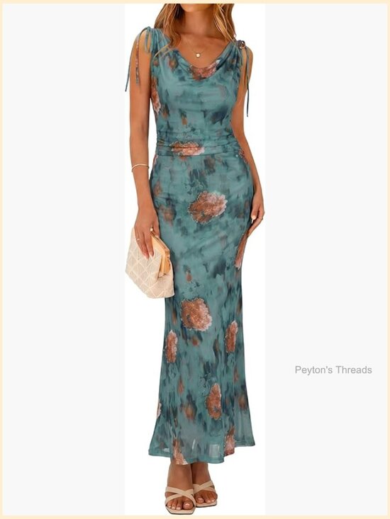 Dresses & Skirts - Sleeveless Bodycon Maxi Dress with Cowl Neck